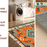 Ultra Soft Area Rug, Non Slip, Stain Resistant, Washable Area Rugs for Living Room, Bedroom, Striking Low Pile Botanical Motif(Orange)