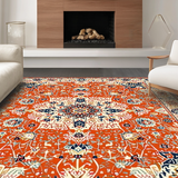 Ultra Soft Area Rug, Non Slip, Stain Resistant, Washable Area Rugs for Living Room, Bedroom, Rustic Orange Patterned Delight(Orange)