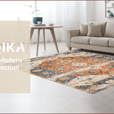 Ultra Soft Area Rug, Non Slip, Stain Resistant, Washable Area Rugs for Living Room, Bedroom, Chic Retro Botanical Design(Orange)