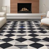 Ultra Soft Area Rug, Non Slip, Stain Resistant, Washable Area Rugs for Living Room, Bedroom, Elegant Abstract Patterned Entrance Mat(Black)