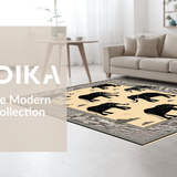 Ultra Soft Area Rug, Non Slip, Stain Resistant, Washable Area Rugs for Living Room, Bedroom, Rustic Cocoa-Black Animal Motif(Beige)