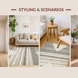 Ultra Soft Area Rug, Non Slip, Stain Resistant, Washable Area Rugs for Living Room, Bedroom, Rustic Striped Earth Tone Elegance(Beige)