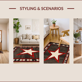 Ultra Soft Area Rug, Non Slip, Stain Resistant, Washable Area Rugs for Living Room, Bedroom, Rustic Earthy Star Motif(Black)
