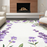 Ultra Soft Area Rug, Non Slip, Stain Resistant, Washable Area Rugs for Living Room, Bedroom, Rustic Vintage Botanical Flair(Purple)