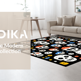 Ultra Soft Area Rug, Non Slip, Stain Resistant, Washable Area Rugs for Living Room, Bedroom, Playful Black and White Design(Black)