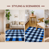 Ultra Soft Area Rug, Non Slip, Stain Resistant, Washable Area Rugs for Living Room, Bedroom, Contemporary White and Blue Geometric(Blue)