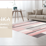 Ultra Soft Area Rug, Non Slip, Stain Resistant, Washable Area Rugs for Living Room, Bedroom, Chic Blush Geometric Elegance(Gray)