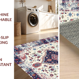 Ultra Soft Area Rug, Non Slip, Stain Resistant, Washable Area Rugs for Living Room, Bedroom, Playful Colorful Trellis Pattern(White)