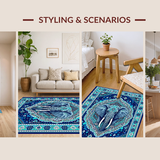 Ethnic Symbolic Patterned Floor Covering(Blue)