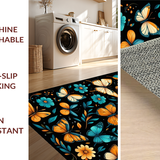 Ultra Soft Area Rug, Non Slip, Stain Resistant, Washable Area Rugs for Living Room, Bedroom, Vivid Butterfly Botanical Motif(Orange)