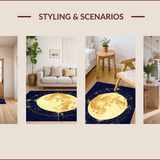 Ultra Soft Area Rug, Non Slip, Stain Resistant, Washable Area Rugs for Living Room, Bedroom, Astrology Sun and Moon Living Room Rug(Gold)