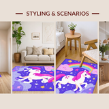 Ultra Soft Area Rug, Non Slip, Stain Resistant, Washable Area Rugs for Living Room, Bedroom, Colorful Fantasy Creature Playground(Purple)