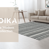 Ultra Soft Area Rug, Non Slip, Stain Resistant, Washable Area Rugs for Living Room, Bedroom, Modern Dash Runner: Monochrome Striped Indoor/Outdoor Carpet(Black)