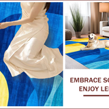 Ultra Soft Area Rug, Non Slip, Stain Resistant, Washable Area Rugs for Living Room, Bedroom, Electric Blue and Yellow Composition(Blue)