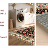 Ultra Soft Area Rug, Non Slip, Stain Resistant, Washable Area Rugs for Living Room, Bedroom, Brown Cream French-Style Bedroom Plush Medallion Carpet(Black)