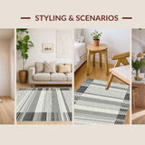 Ultra Soft Area Rug, Non Slip, Stain Resistant, Washable Area Rugs for Living Room, Bedroom, Fashionable Linear Design Elements(Gray)