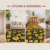Ultra Soft Area Rug, Non Slip, Stain Resistant, Washable Area Rugs for Living Room, Bedroom, Lively Textured Floral Elegance(Yellow)