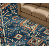 Ultra Soft Area Rug, Non Slip, Stain Resistant, Washable Area Rugs for Living Room, Bedroom, Colorful Ethnic Patterned Rug(Blue)