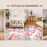 Ultra Soft Area Rug, Non Slip, Stain Resistant, Washable Area Rugs for Living Room, Bedroom, Rustic Tropical Leaf Arrangement(Pink)