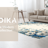 Ultra Soft Area Rug, Non Slip, Stain Resistant, Washable Area Rugs for Living Room, Bedroom, Artful Hand-Painted Nature Pattern(Ivory)