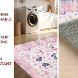 Ultra Soft Area Rug, Non Slip, Stain Resistant, Washable Area Rugs for Living Room, Bedroom, Gentle Floral Curved Edge Creation(Pink)