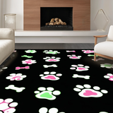 Ultra Soft Area Rug, Non Slip, Stain Resistant, Washable Area Rugs for Living Room, Bedroom, Dynamic Black and Pink Pet Art(Green)