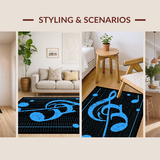Ultra Soft Area Rug, Non Slip, Stain Resistant, Washable Area Rugs for Living Room, Bedroom, Vibrant Abstract Music Composition(Blue)