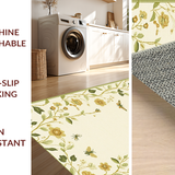 Ultra Soft Area Rug, Non Slip, Stain Resistant, Washable Area Rugs for Living Room, Bedroom, Delicate Insect Floral Harmony(Beige)