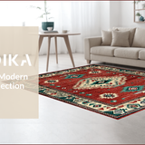 Ultra Soft Area Rug, Non Slip, Stain Resistant, Washable Area Rugs for Living Room, Bedroom, Cozy Farmhouse Patterned Design(Red)