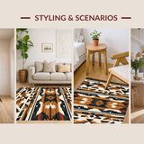 Ultra Soft Area Rug, Non Slip, Stain Resistant, Washable Area Rugs for Living Room, Bedroom, Earthy Toned Tribal Aesthetic(Brown)