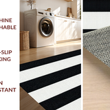 Ultra Soft Area Rug, Non Slip, Stain Resistant, Washable Area Rugs for Living Room, Bedroom, Sleek Abstract Striped Arrangement(Black)