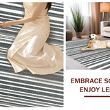 Ultra Soft Area Rug, Non Slip, Stain Resistant, Washable Area Rugs for Living Room, Bedroom, KaHouen Classic Striped Design Floor Mat Outdoor Layering Rug(Black)