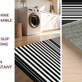 Ultra Soft Area Rug, Non Slip, Stain Resistant, Washable Area Rugs for Living Room, Bedroom, Artisan Woven Rug With Sophisticated Dual-Tone Horizontal Bands(Black)
