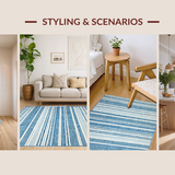 Ultra Soft Area Rug, Non Slip, Stain Resistant, Washable Area Rugs for Living Room, Bedroom, Vibrant Freshwater Stripe Appeal(Blue)