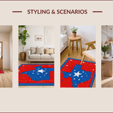 Ultra Soft Area Rug, Non Slip, Stain Resistant, Washable Area Rugs for Living Room, Bedroom, Rustic Multi-Colored State Outline(Red)