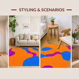 Ultra Soft Area Rug, Non Slip, Stain Resistant, Washable Area Rugs for Living Room, Bedroom, Eclectic Groovy Swirl Pattern(Orange)