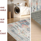 Ultra Soft Area Rug, Non Slip, Stain Resistant, Washable Area Rugs for Living Room, Bedroom, Charming Coastal Ogee Design(Gray)