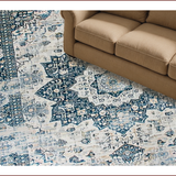 Ultra Soft Area Rug, Non Slip, Stain Resistant, Washable Area Rugs for Living Room, Bedroom, Contemporary Gray Geometric Design(Blue)