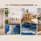 Ultra Soft Area Rug, Non Slip, Stain Resistant, Washable Area Rugs for Living Room, Bedroom, Art Deco Inspired Abstract Marble(Blue)