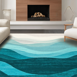 Ultra Soft Area Rug, Non Slip, Stain Resistant, Washable Area Rugs for Living Room, Bedroom, Minimalist Aqua Gradation Aesthetic(Beige)