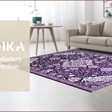 Ultra Soft Area Rug, Non Slip, Stain Resistant, Washable Area Rugs for Living Room, Bedroom, Soft Purple Geometric Motif(Purple)
