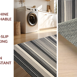 Ultra Soft Area Rug, Non Slip, Stain Resistant, Washable Area Rugs for Living Room, Bedroom, Rustic Textured Linear Motif(Black)