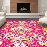 Ultra Soft Area Rug, Non Slip, Stain Resistant, Washable Area Rugs for Living Room, Bedroom, Lively Fuchsia and Yellow Harmony(Pink)