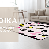 Ultra Soft Area Rug, Non Slip, Stain Resistant, Washable Area Rugs for Living Room, Bedroom, Adorable Furry Friends Print Style(Pink)