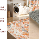 Ultra Soft Area Rug, Non Slip, Stain Resistant, Washable Area Rugs for Living Room, Bedroom, Cozy Pastel Ogee Arrangement(Orange)