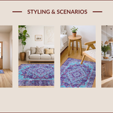 Ultra Soft Area Rug, Non Slip, Stain Resistant, Washable Area Rugs for Living Room, Bedroom, Elegant Light Blue Floral Motif(Blue)