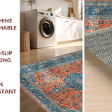 Ultra Soft Area Rug, Non Slip, Stain Resistant, Washable Area Rugs for Living Room, Bedroom, Artful Abstract Lagoon Palette(Orange)