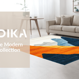 Ultra Soft Area Rug, Non Slip, Stain Resistant, Washable Area Rugs for Living Room, Bedroom, Bright Minimalist Circle Artwork(Orange)