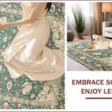 Ultra Soft Area Rug, Non Slip, Stain Resistant, Washable Area Rugs for Living Room, Bedroom, Timeless Ornate Tiled Aesthetic(Green)