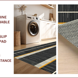 Ultra Soft Area Rug, Non Slip, Stain Resistant, Washable Area Rugs for Living Room, Bedroom, Boho Striped Monochrome Aesthetic(Black)